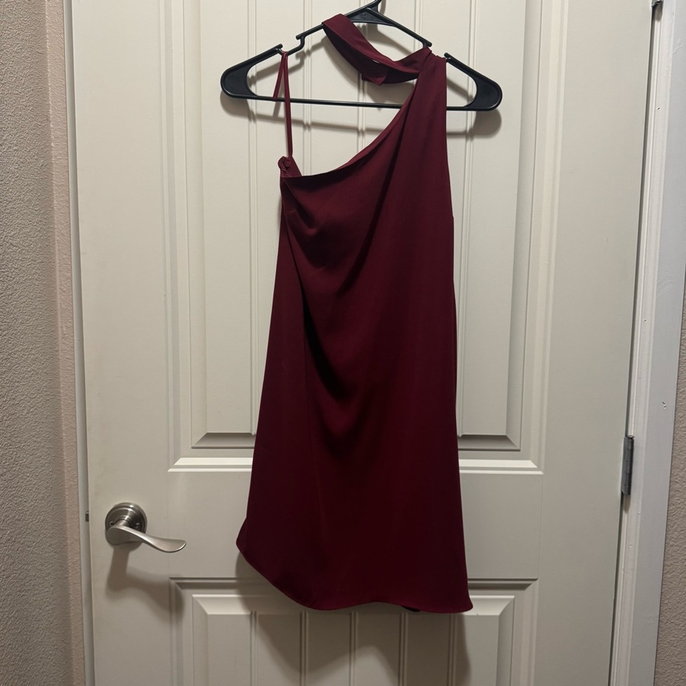 Naked Zebra Red Asymmetrical One-Shoulder Cocktail Dress